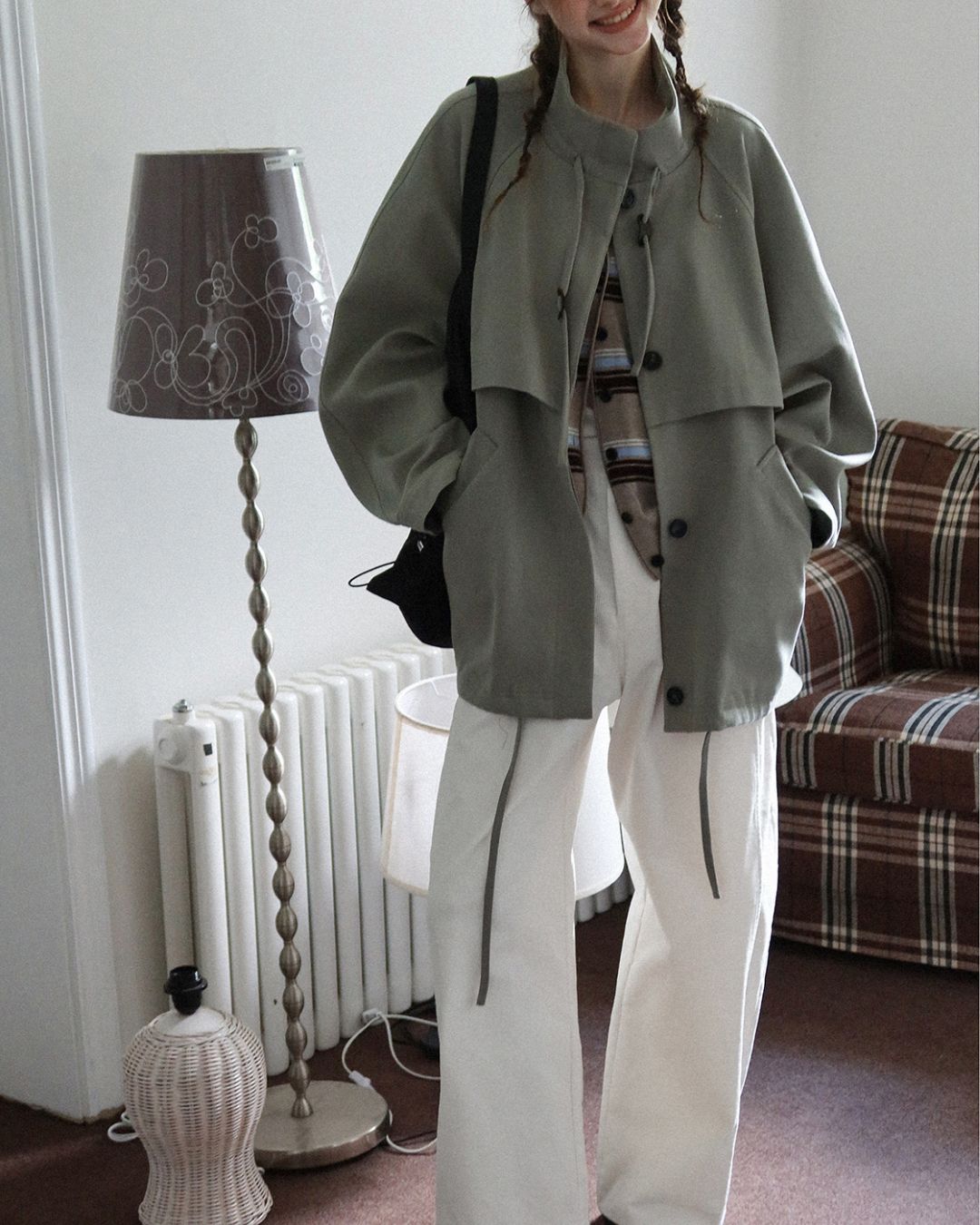 Stand Collar Drawstring Jacket　JK018