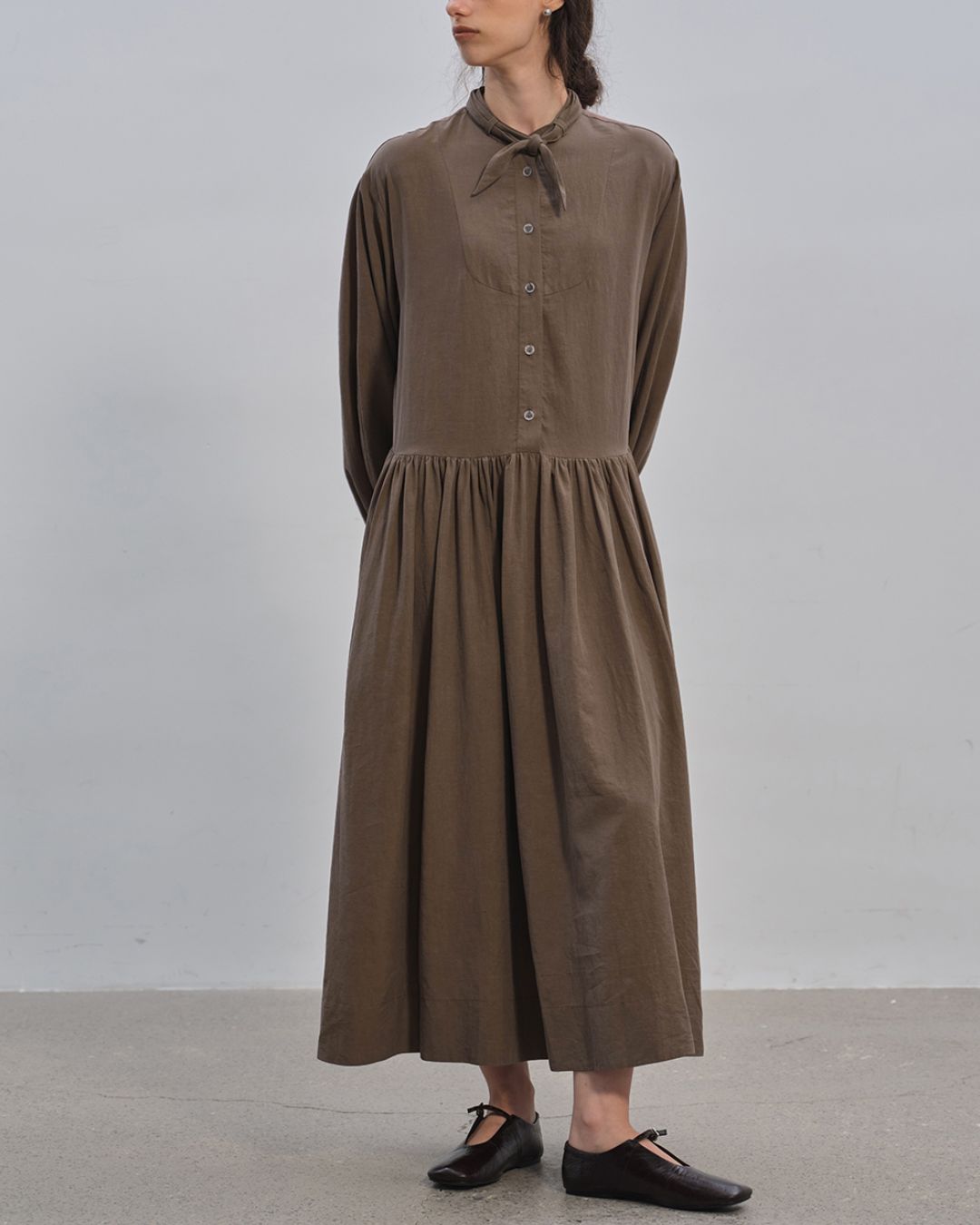 Gathered Long Shirt Dress　OP003