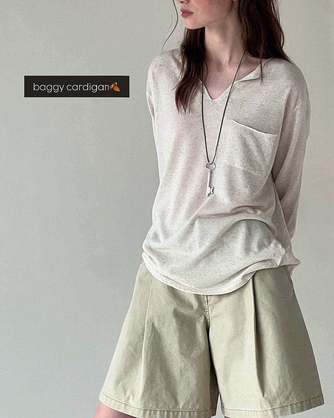 Natural Linen V-neck T-shirt　LT003