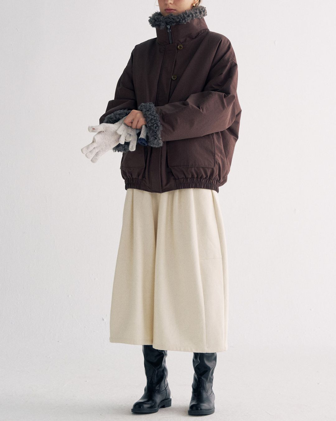 Stand-up Boa Collar Padded Jacket　JK077