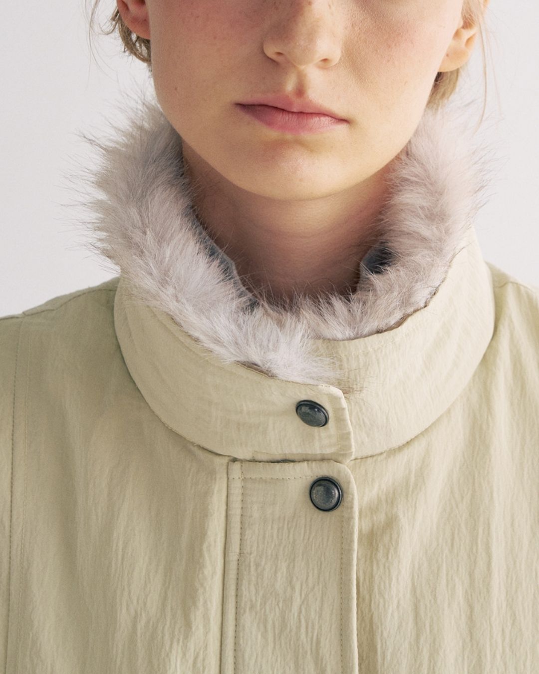 Detachable Fur Collar Quilted Jacket　JK078