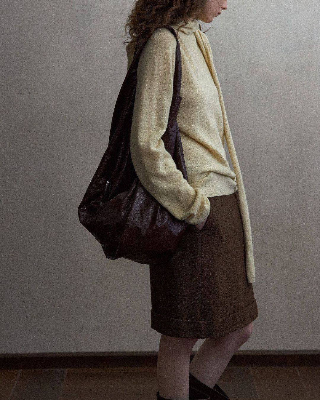 Basic Yak Wool Knit Hooded Scarf　HG001