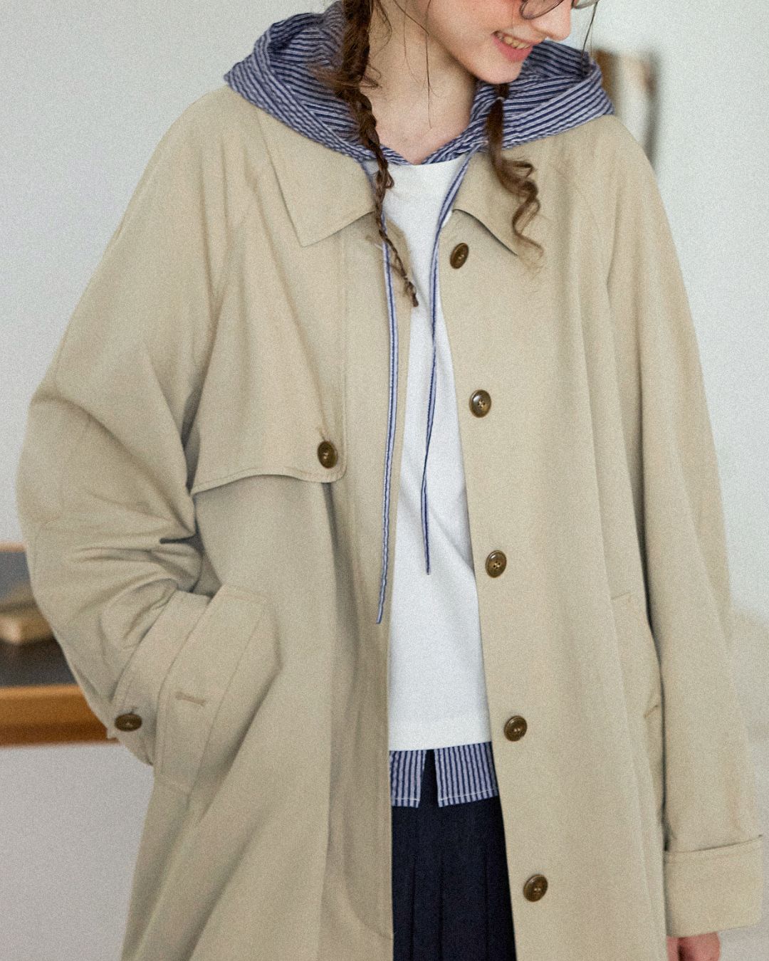 Back Pleated Trench Coat　CT001