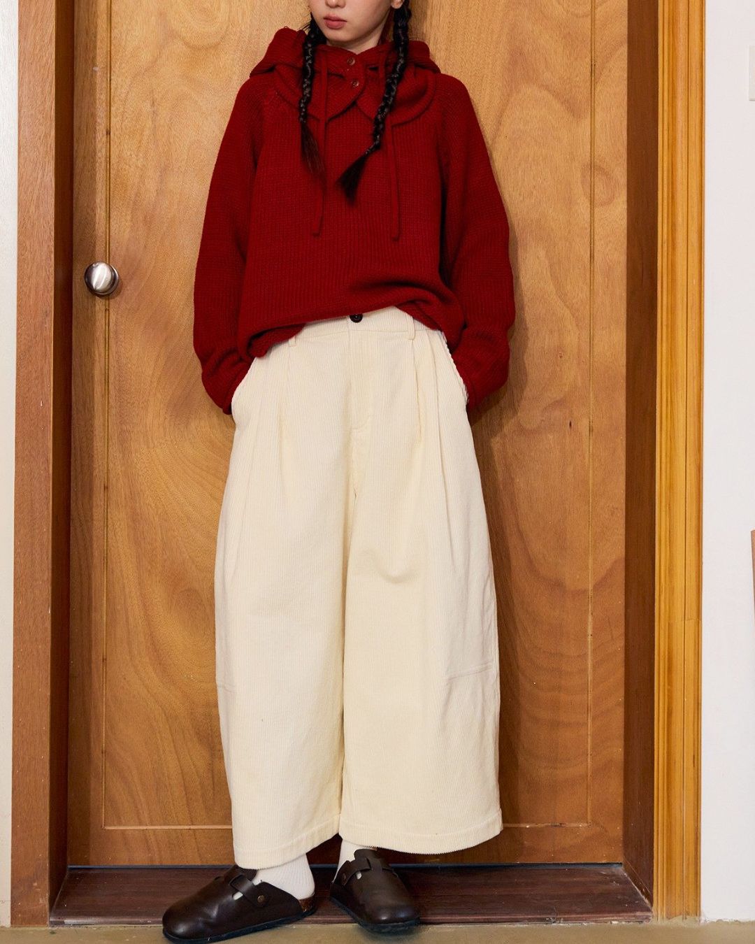 Loose Crew Neck Knit With Balaclava　KN089