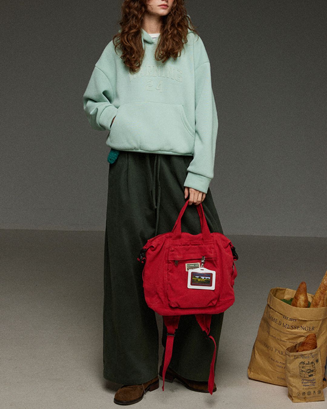 Drawstring Tuck Wide Denim Pants　DP011