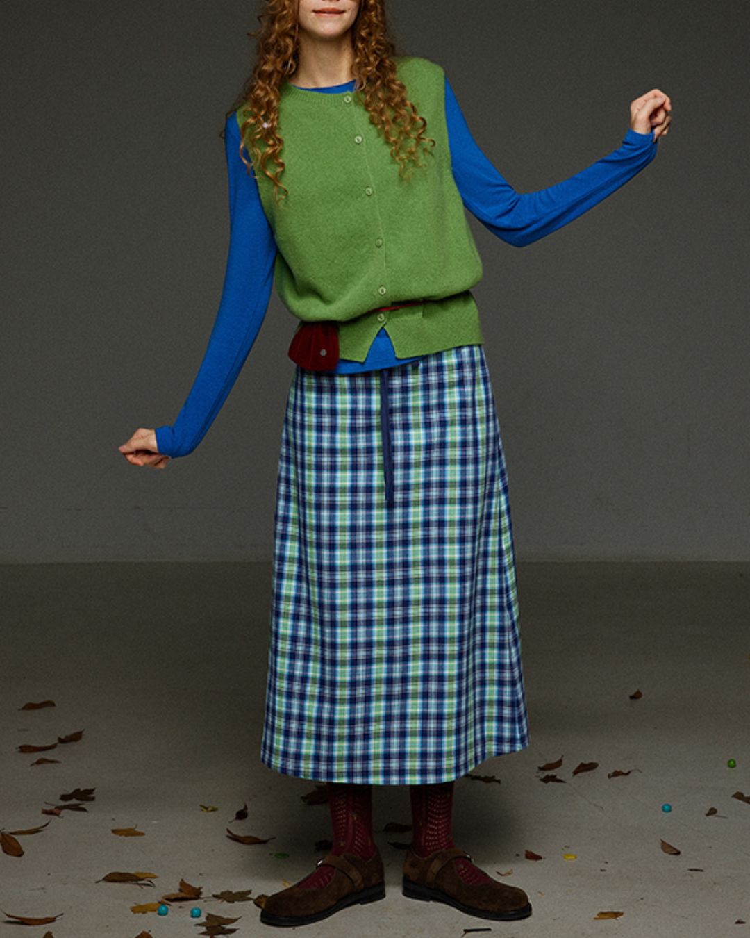 Retro Knit Front Button Vest　KN034