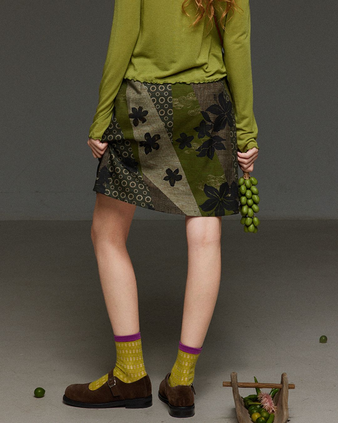 Retro Floral Print Tight Skirt　SK008