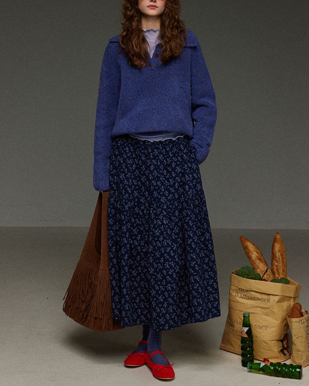 Half-button Collar Knit Pullover　KN055