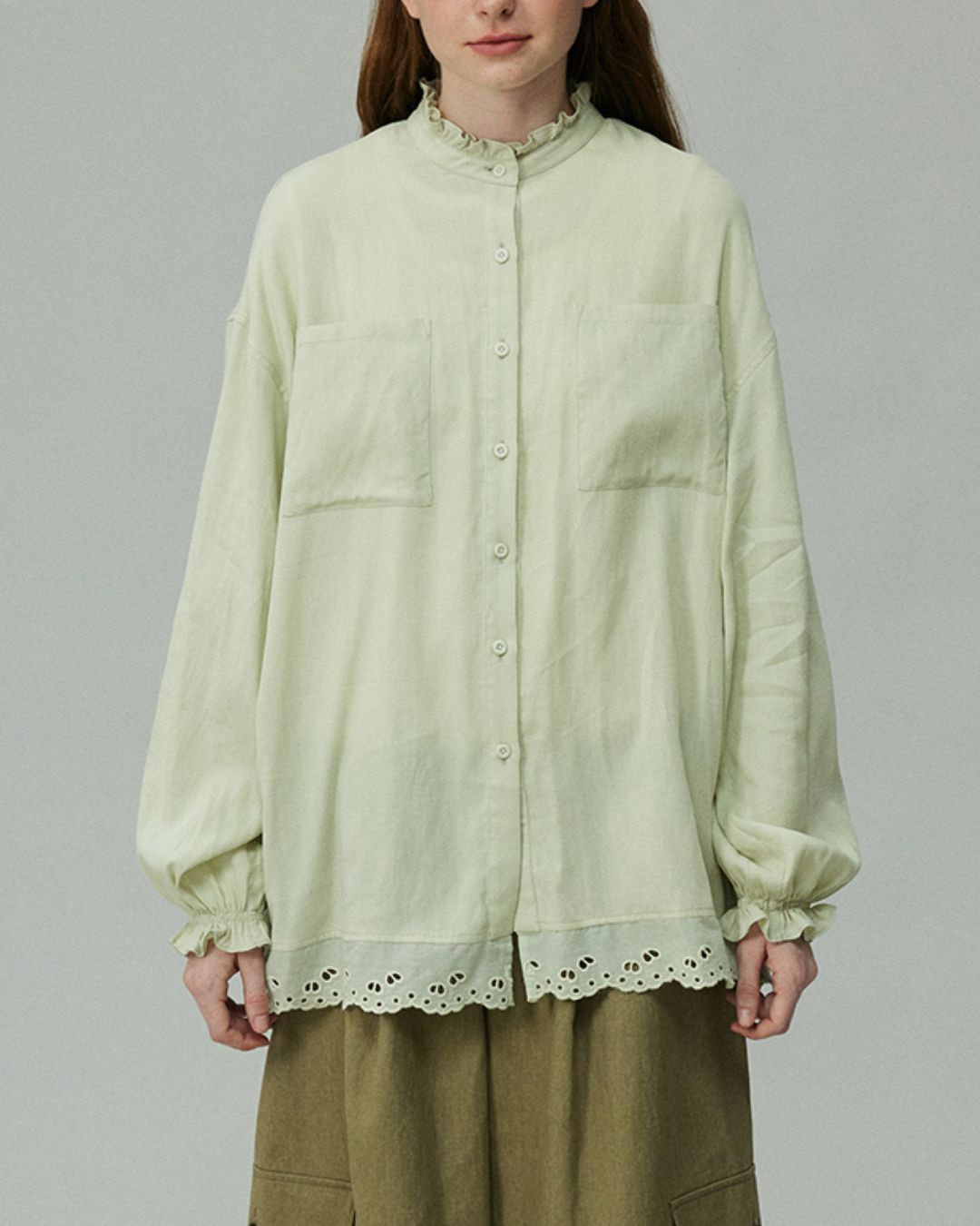 Stand Collar Frill Shirt　LS001