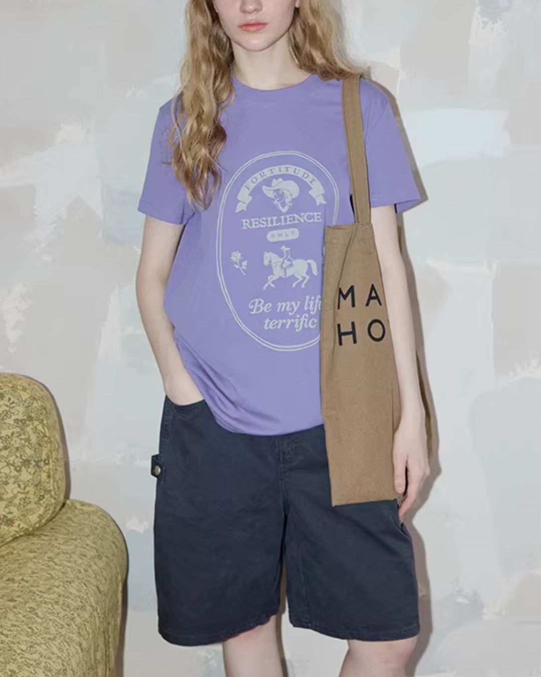 Retro Print French T-shirt　ST008