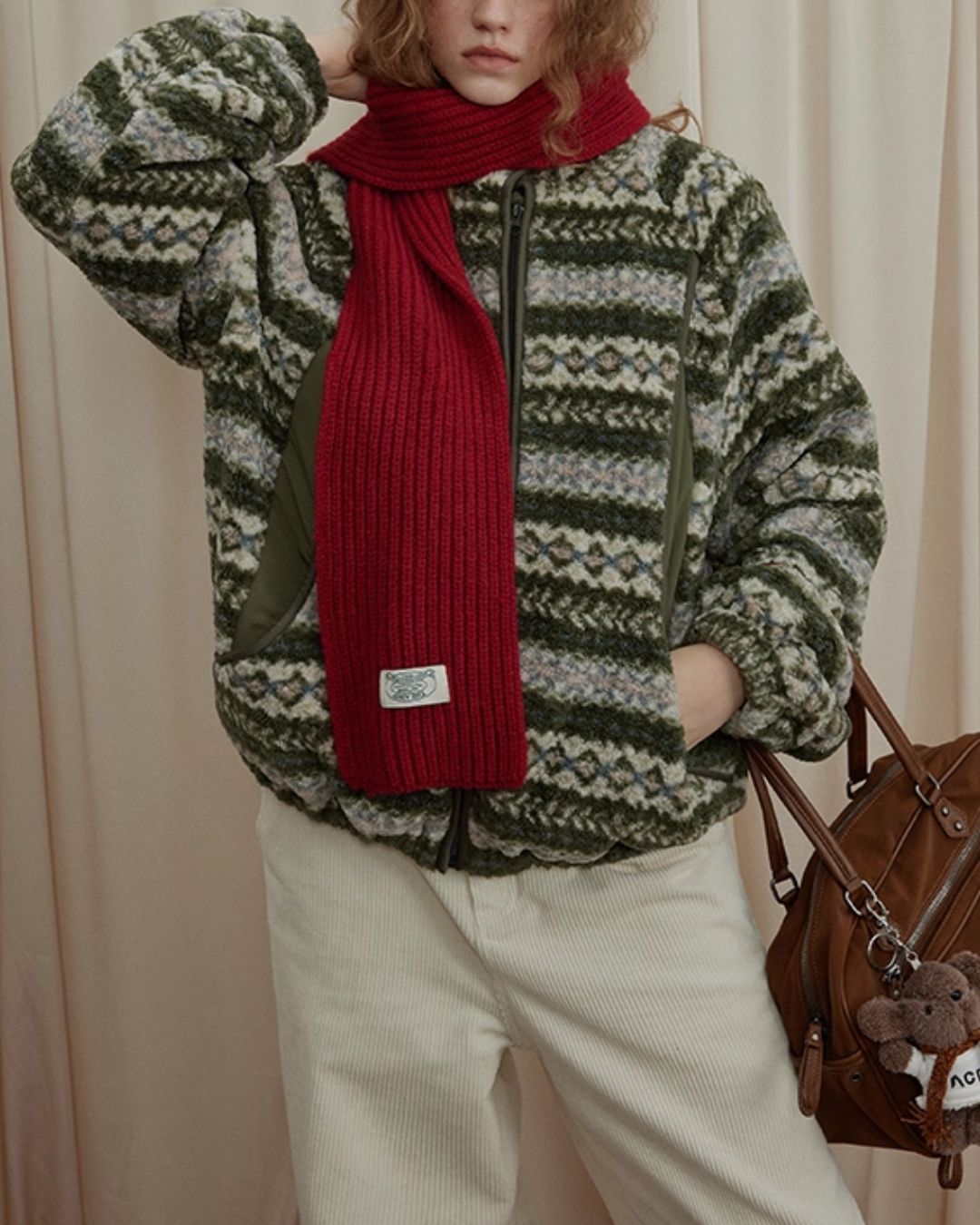 Fleece All-over Border Jacket　JK042