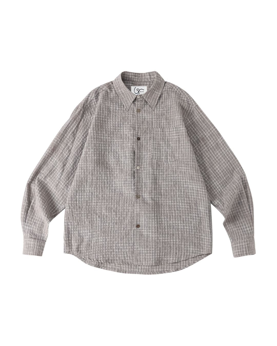 Gradient Button Gray-brown Check Shirt　LS048