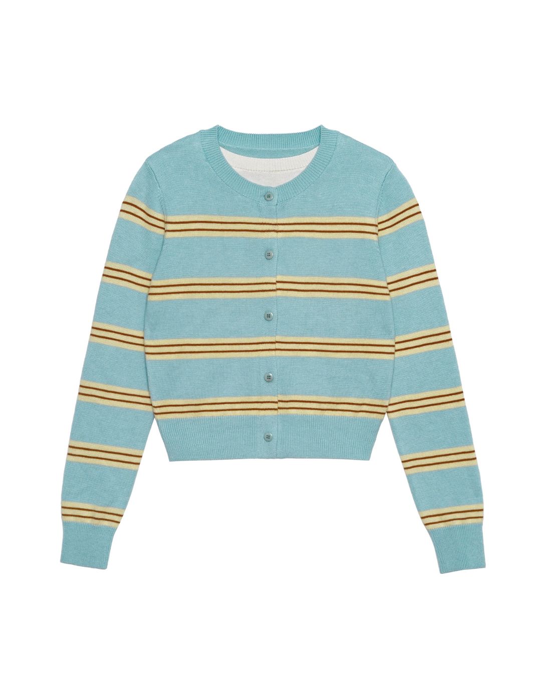 Faux Layered Contrast Border Knit Cardigan　KN096