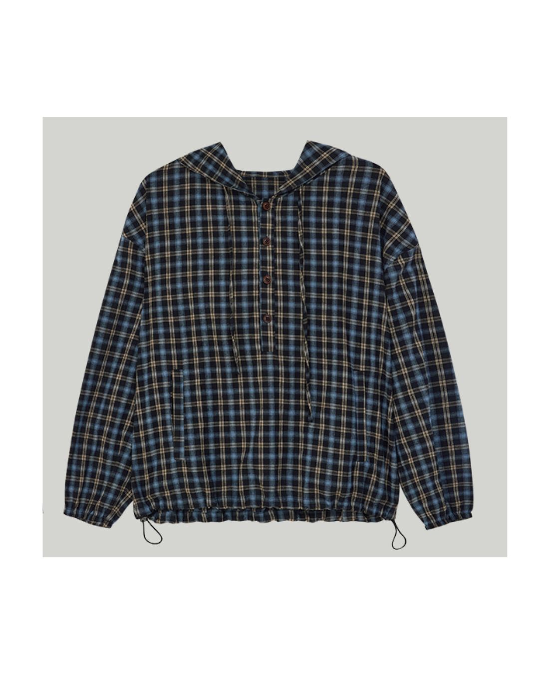 Striped ＆ Checked Hooded Shirt　LS010