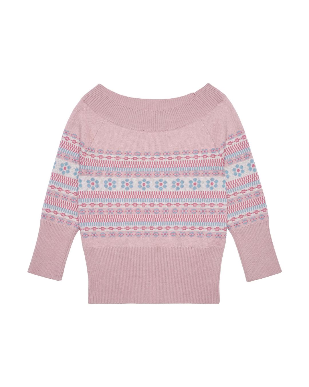 Retro Cherry Blossom Fitted Nordic Knit　KN095