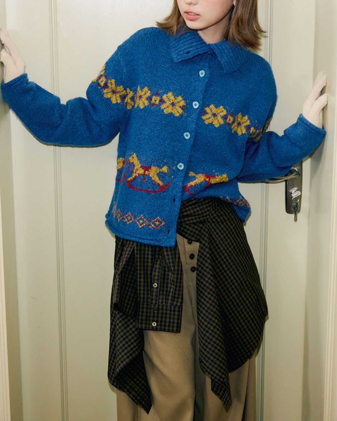 Horse Jacquard Collared Knit　KN087