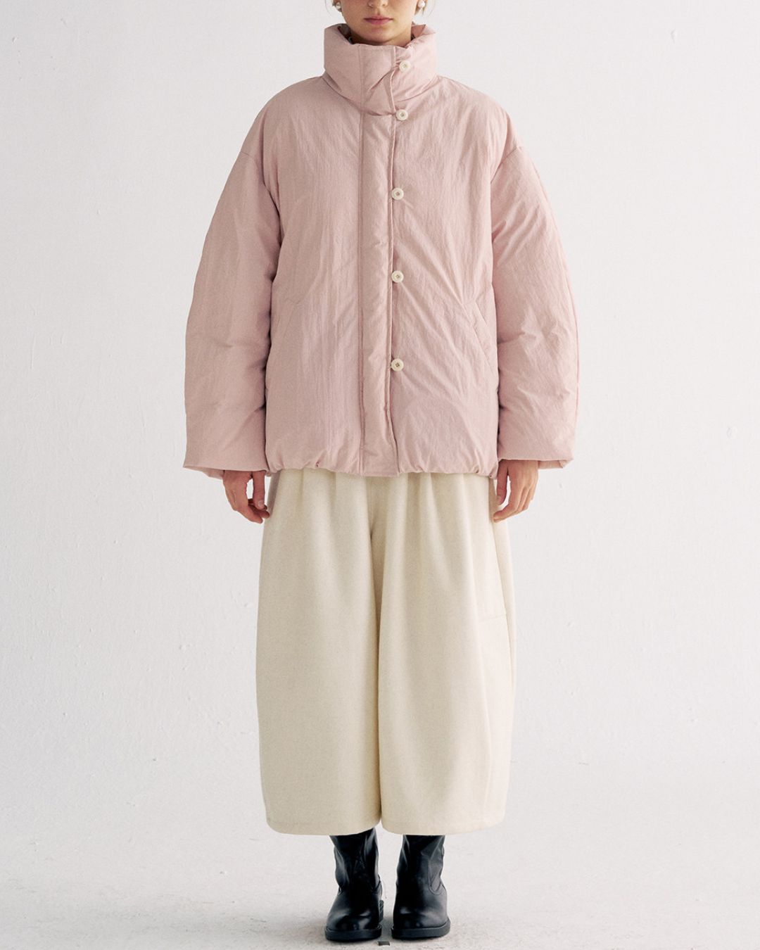 White Duck Down Gathered Jacket　JK079