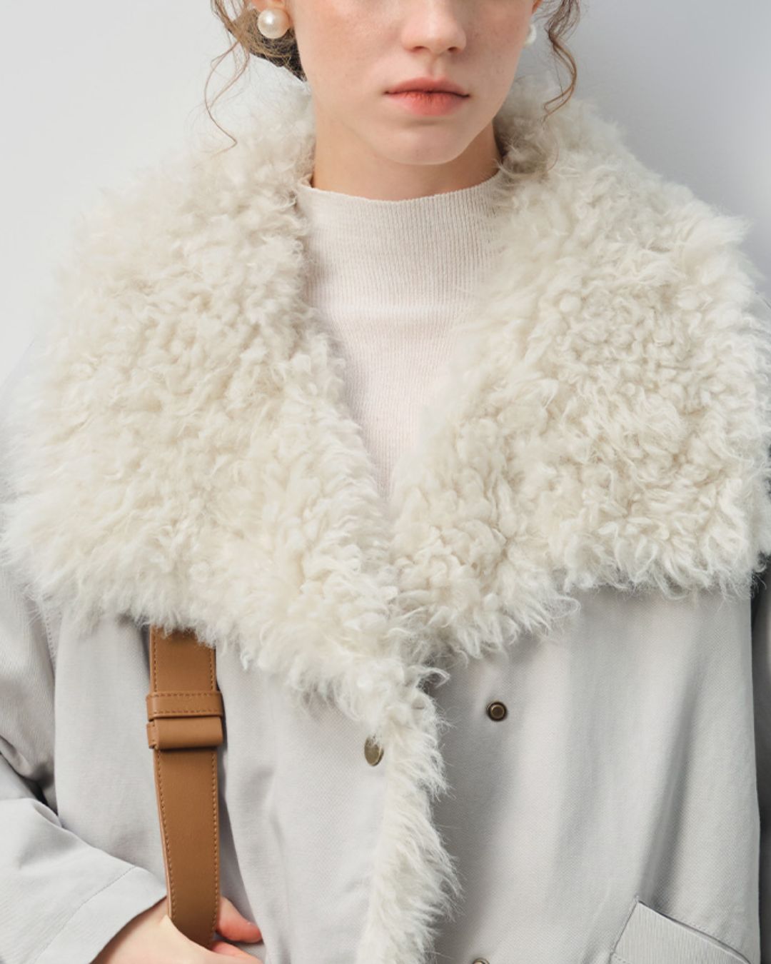 Big Boa Collar Washed Cotton Down Jacket　JK062