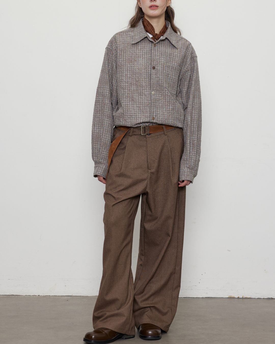 Houndstooth Draped Wide Pants　PT020