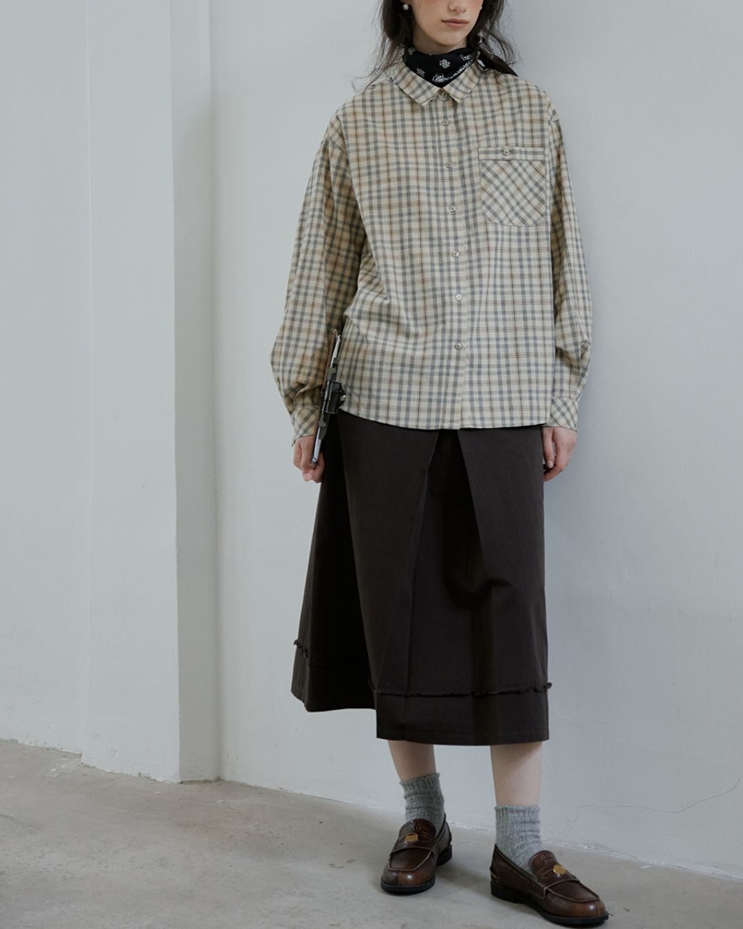 Front Tuck Midi Skirt　SK003