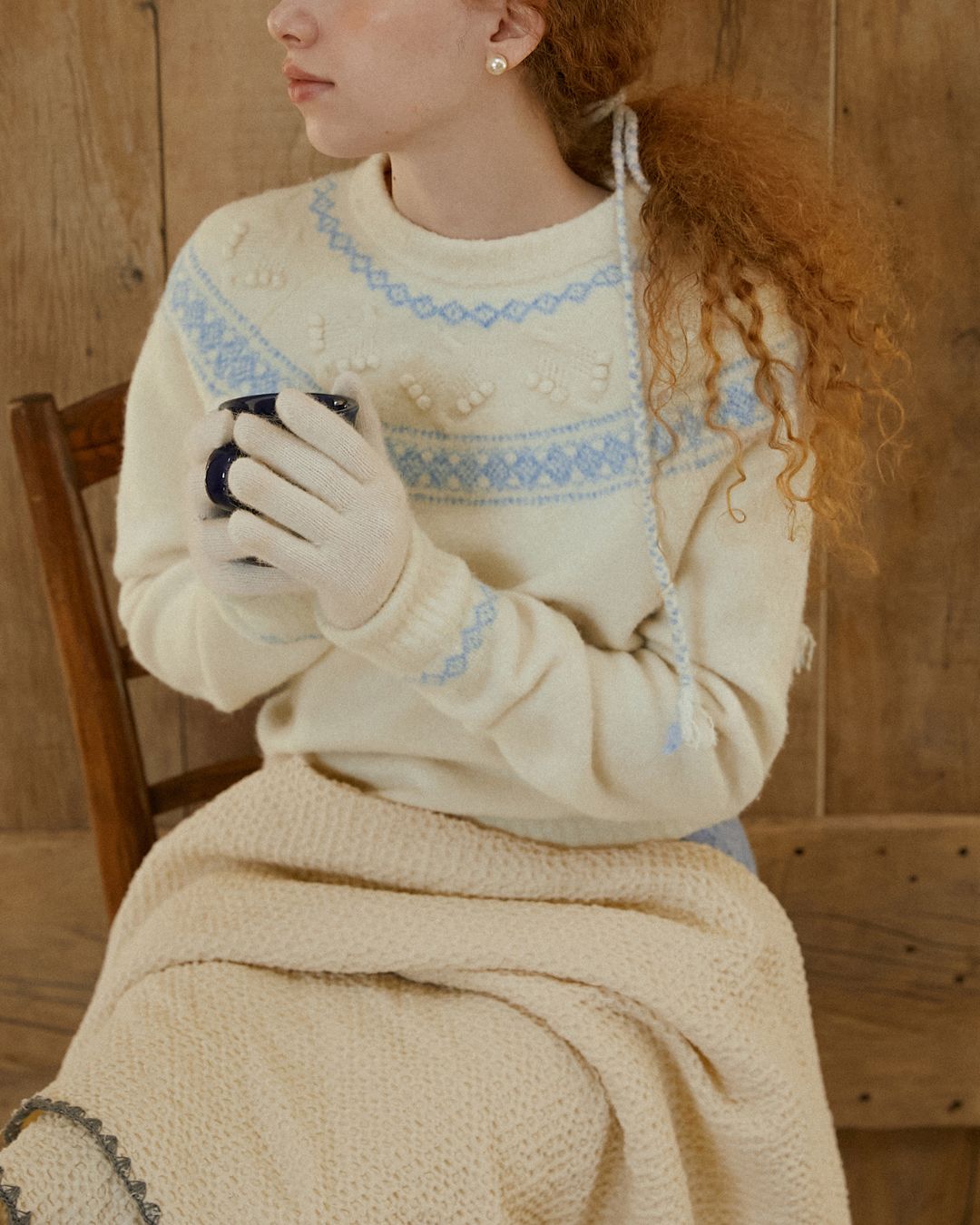 Pom-pom Fair Isle Sweater　KN078