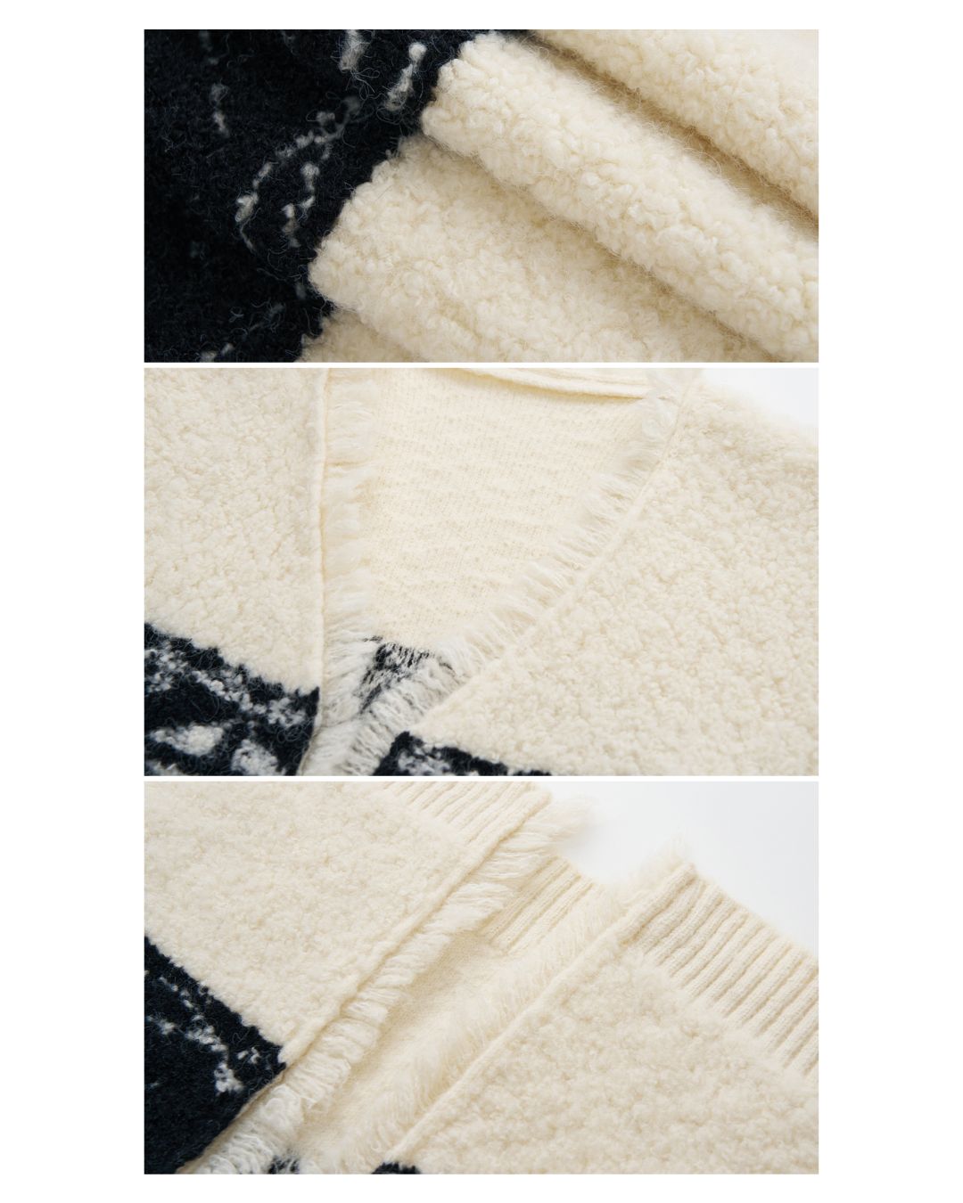 V-neck Geometric Raw Edge Knit Cardigan　KN076