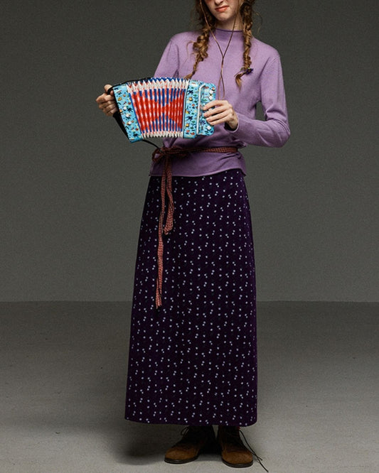 Retro Flower Corduroy Long Skirt　SK013