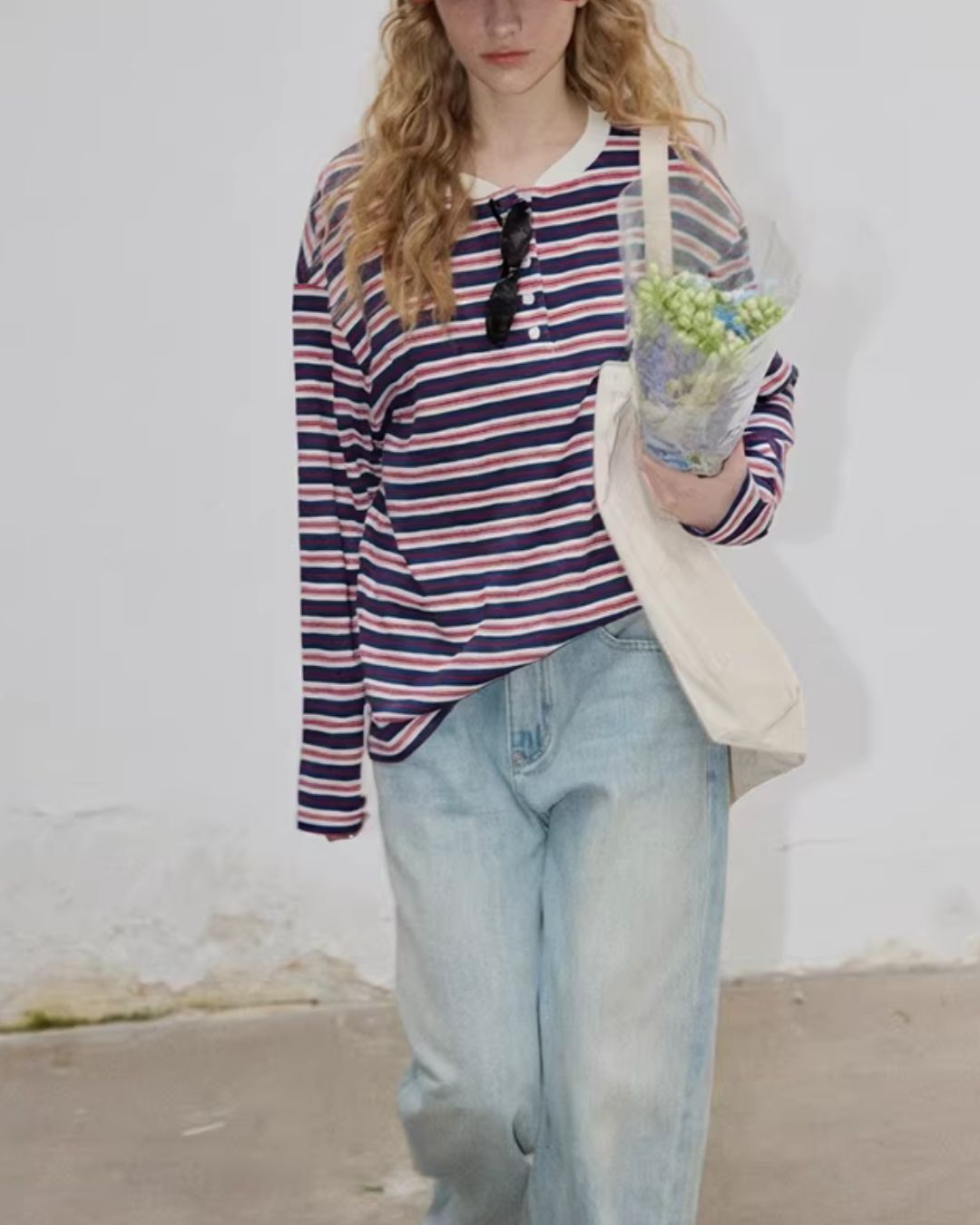 Relaxed Border Henley Neck T-shirt LT032 – DITEE