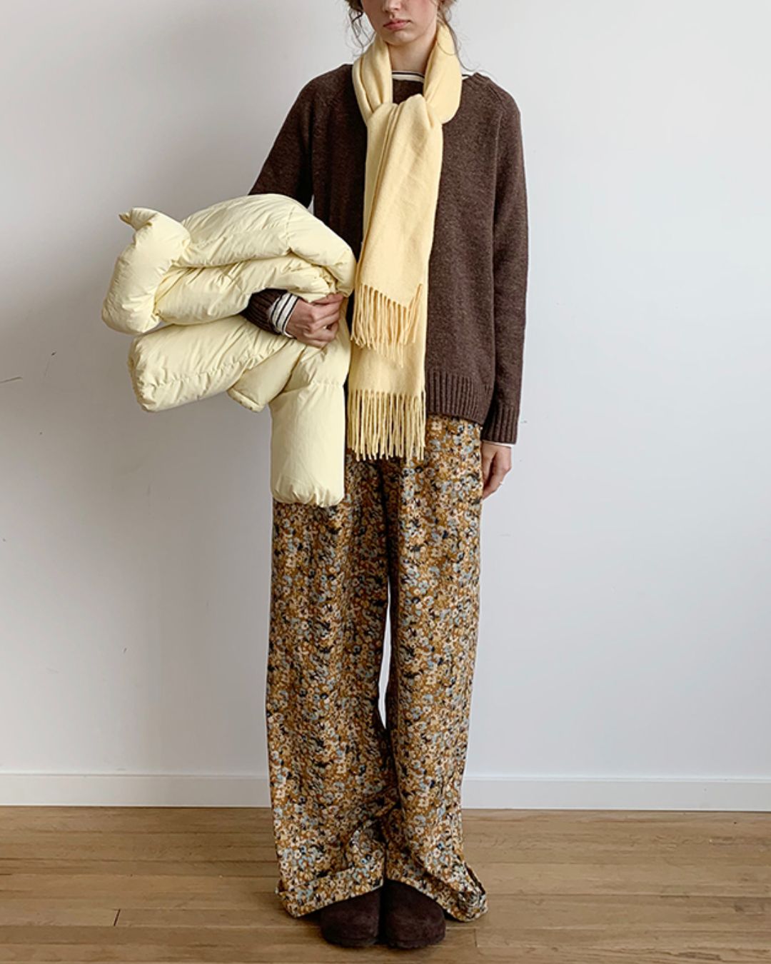 Corduroy Floral Wide Pants　PT004