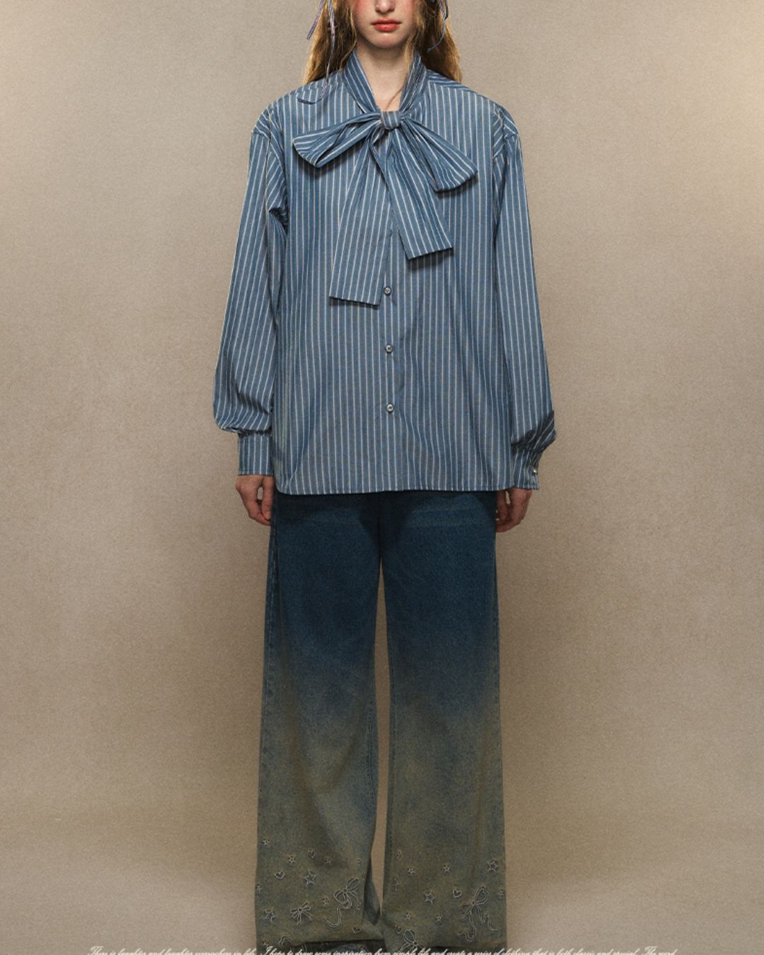 Bowtie Striped Shirt　LS019