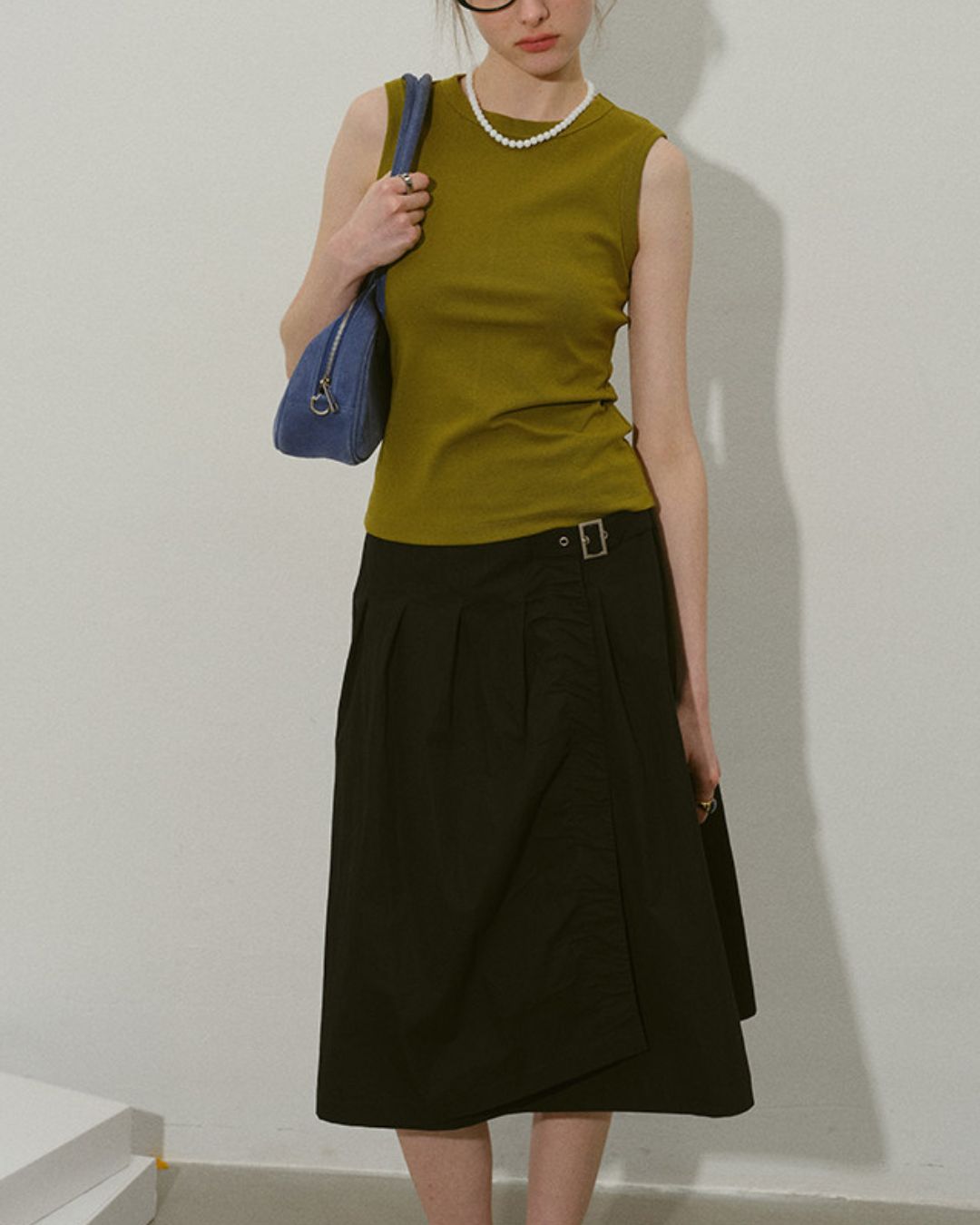 A-line Knee-length Wrap Skirt　SK022