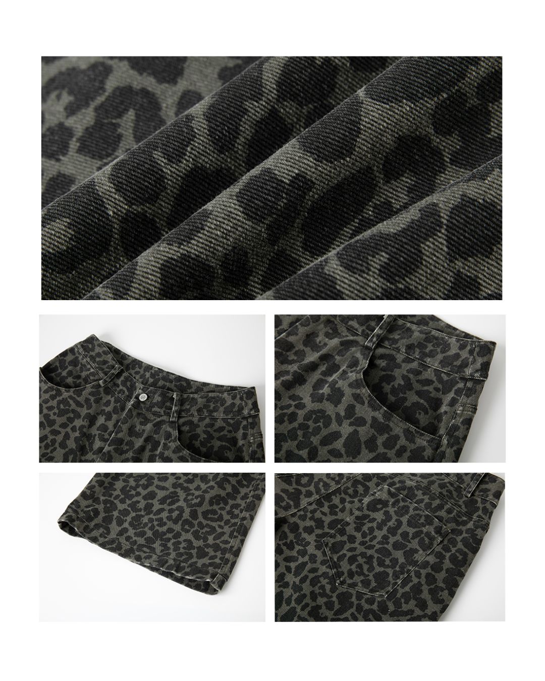 Leopard Print Cargo Denim Pants　PT008