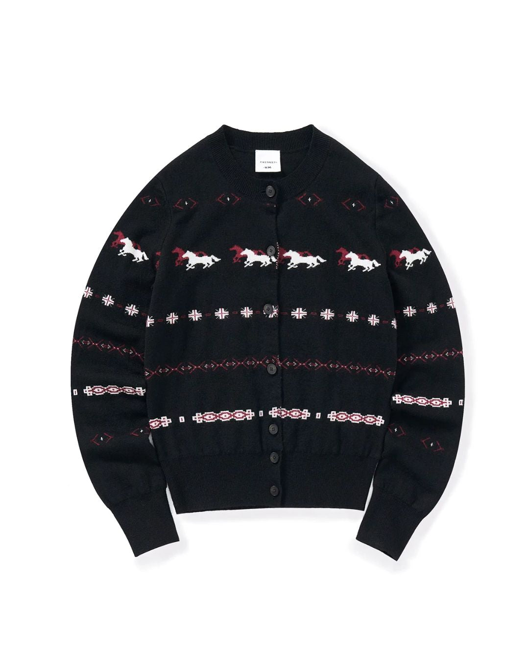 Pony Jacquard Crew Neck Knit Cardigan　KN097
