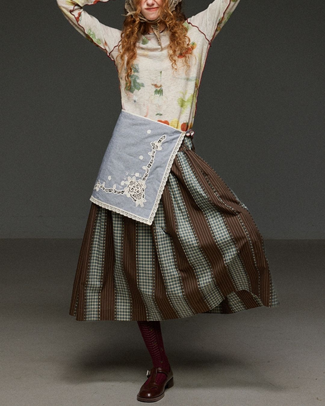 Mellow Frill Stitch Print T-shirt　LT011