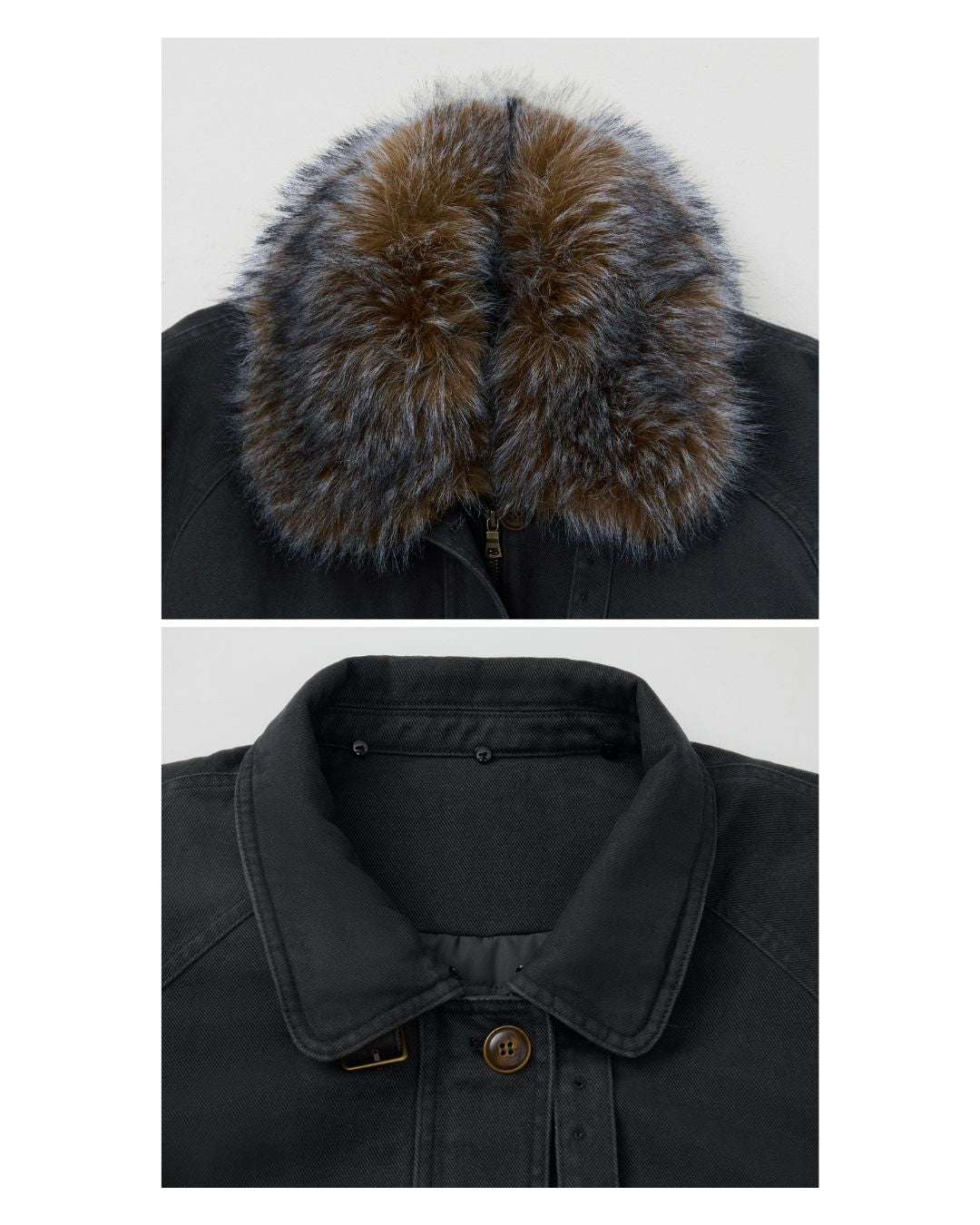 Fur Collar Padded Denim Jacket　JK058