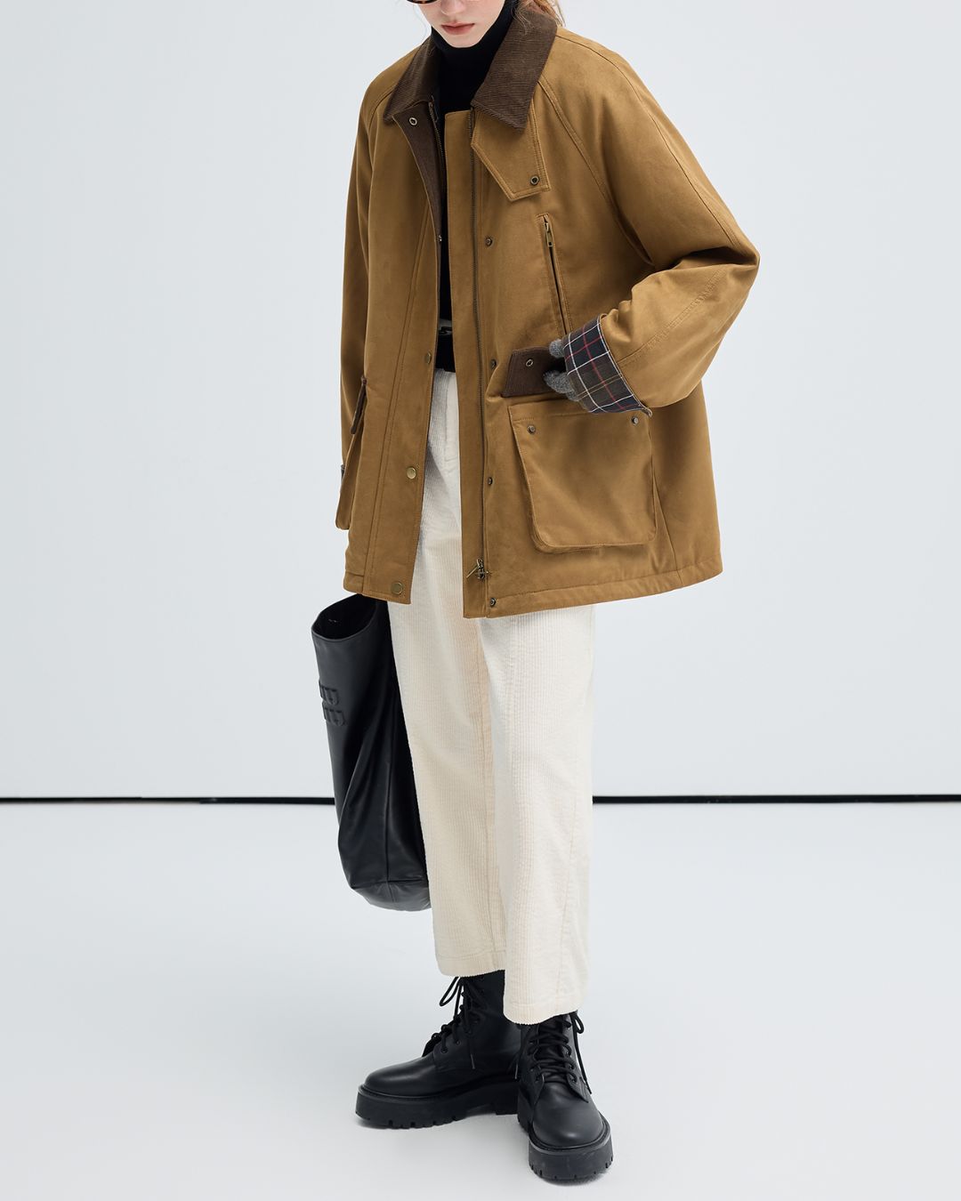 Contrast Color Suede Quilted Jacket　JK075