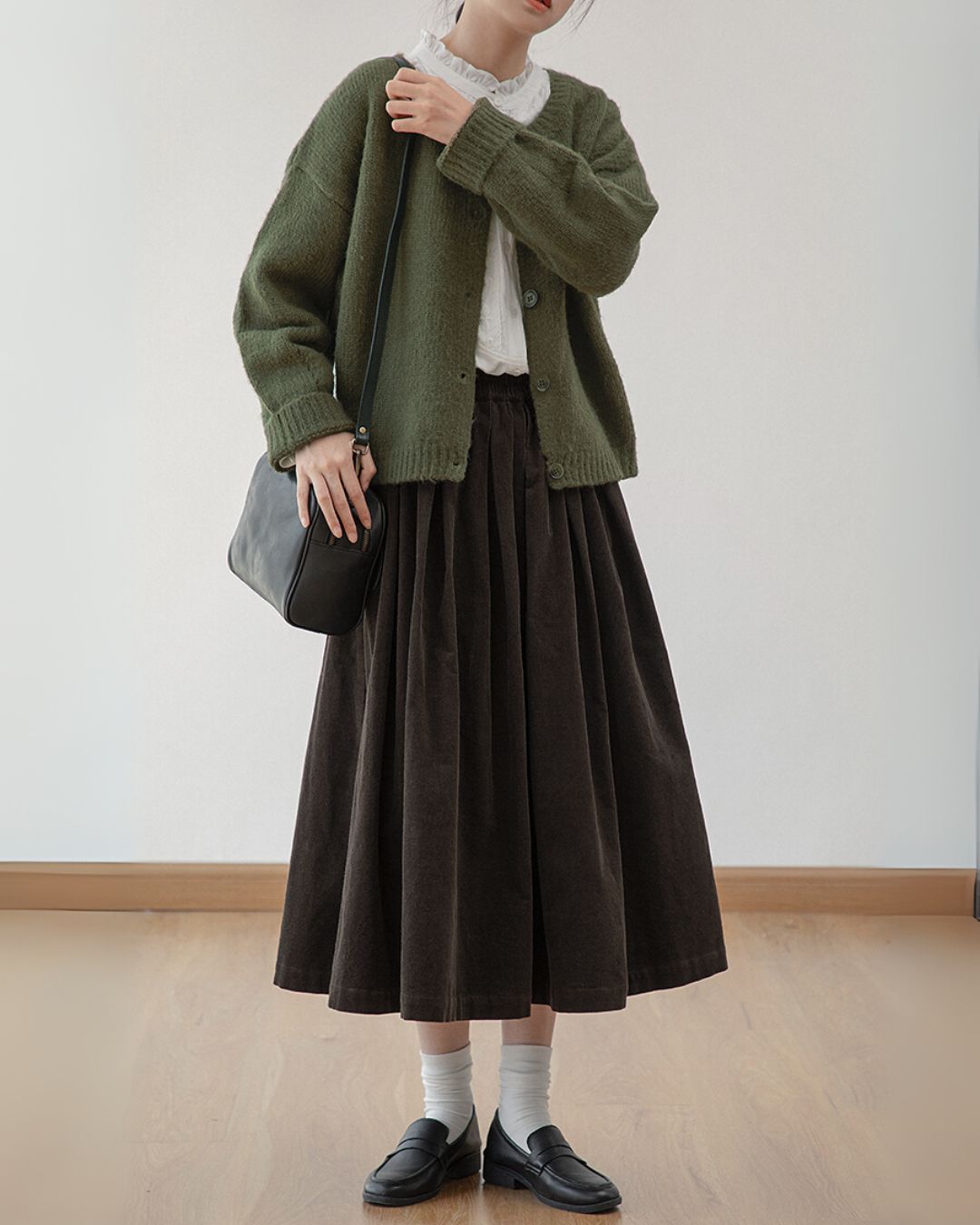 Corduroy Gathered Skirt　SK006