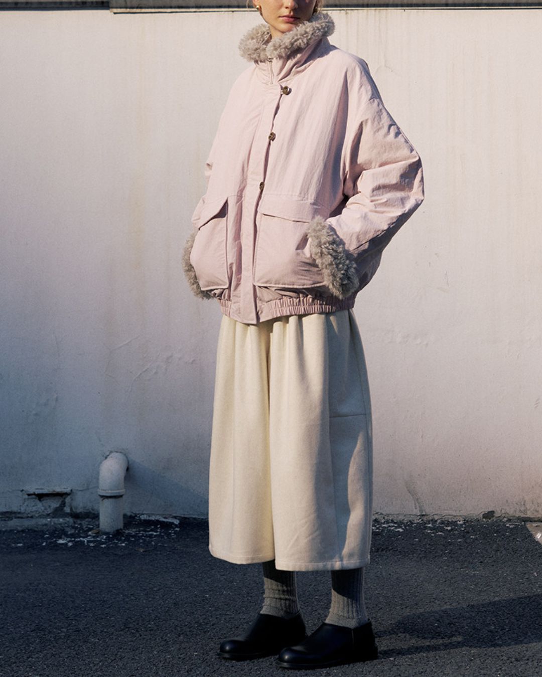 Stand-up Boa Collar Padded Jacket　JK077