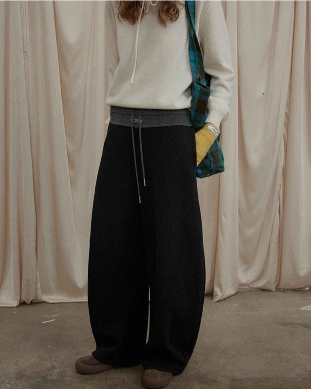 Color Block Curved Straight Pants　PT025