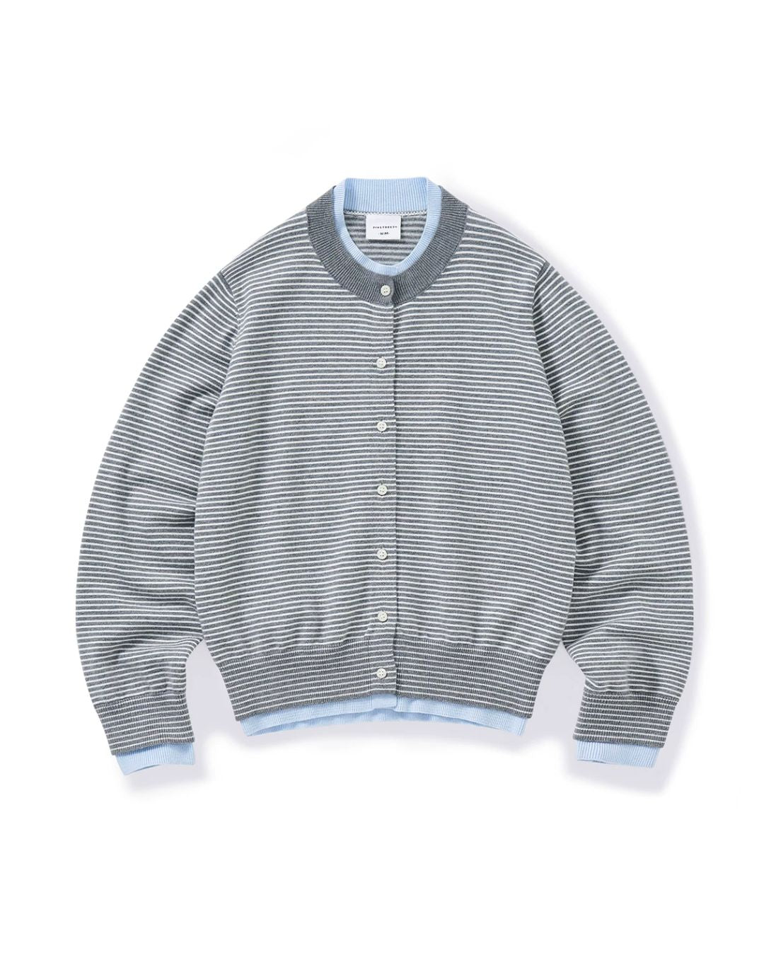 Fake Layered Fine Border Knit Cardigan　KN099