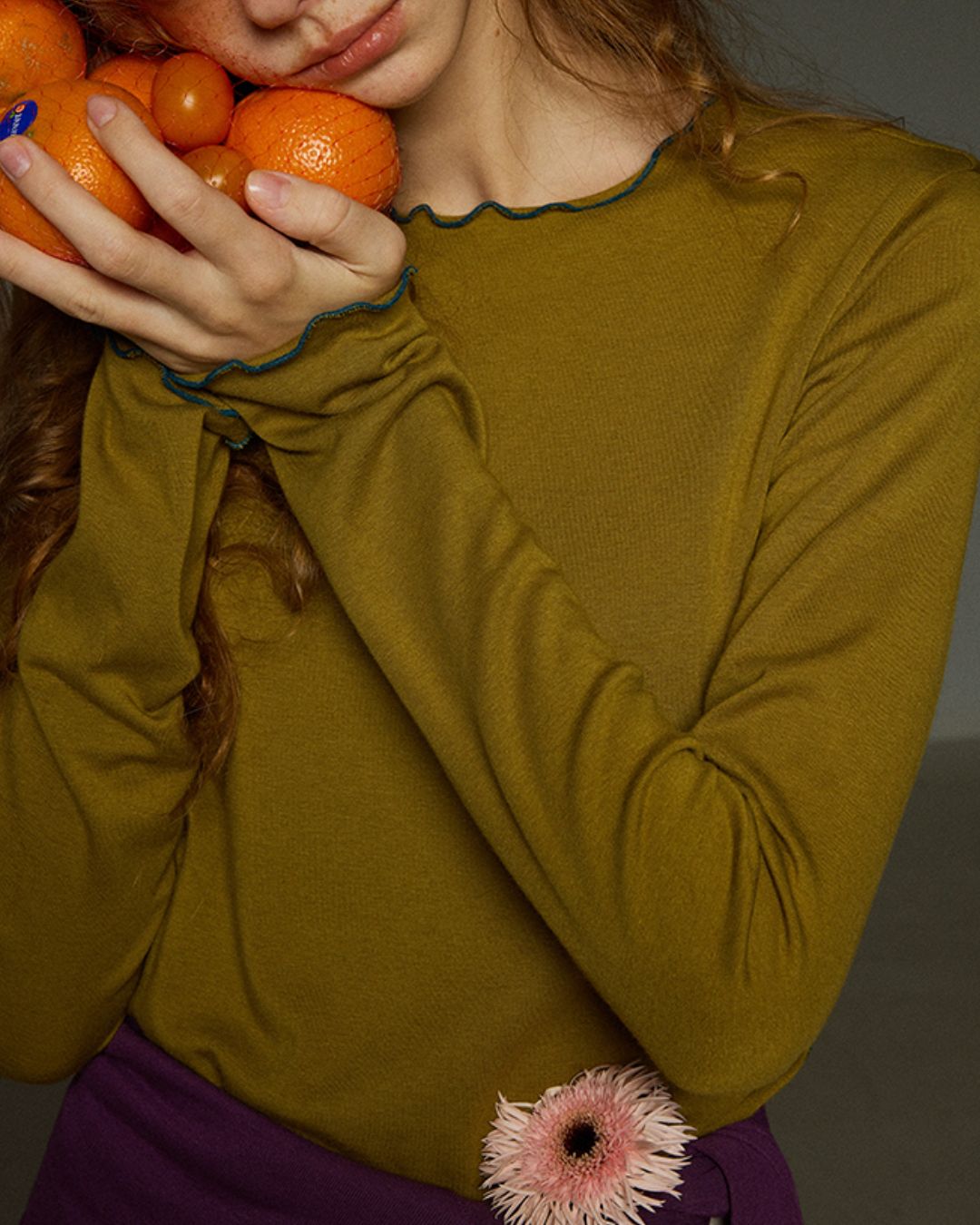 Color Stitch Mellow Frill T-shirt　LT013