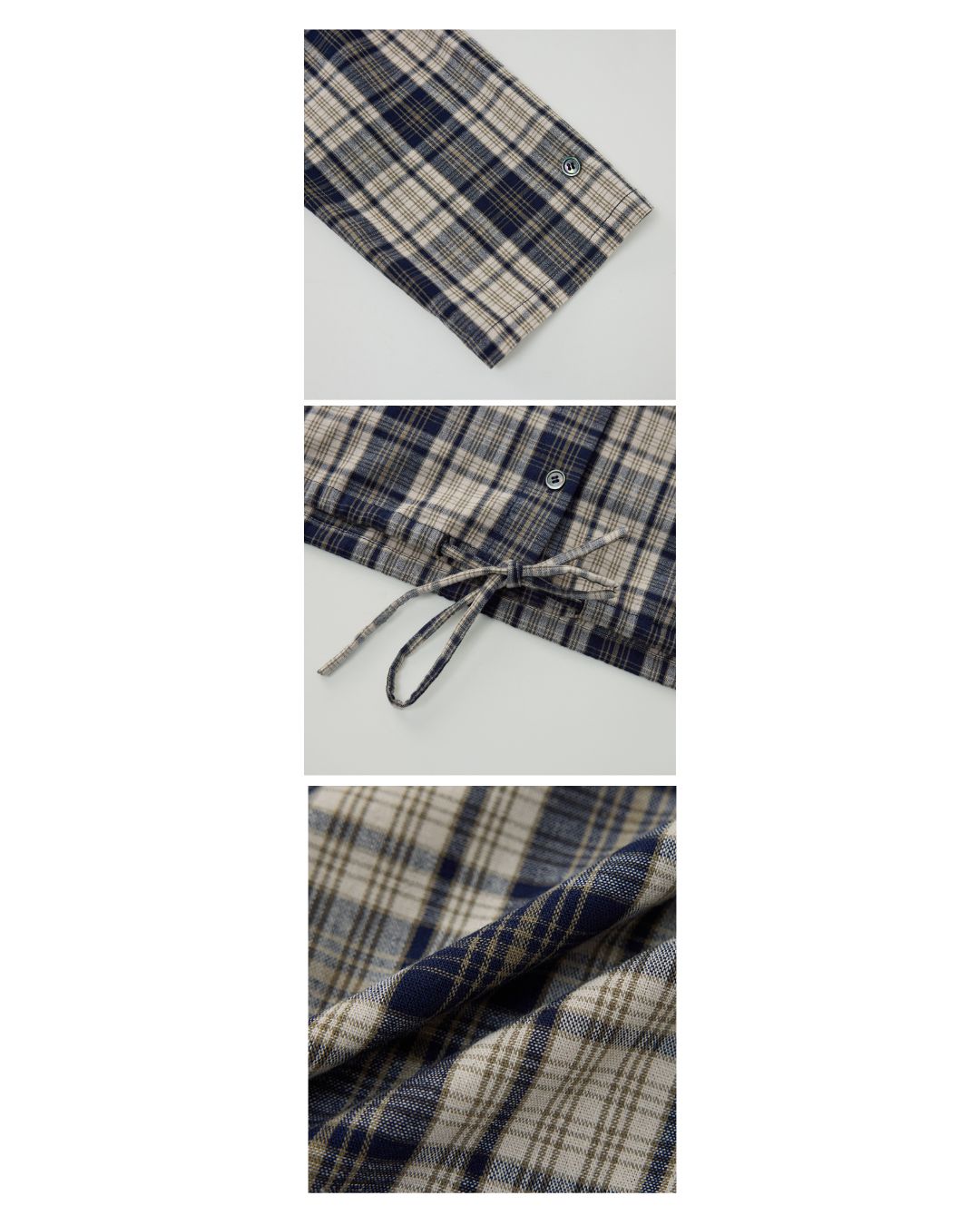 Hooded Drawstring Checked Shirt　LS018