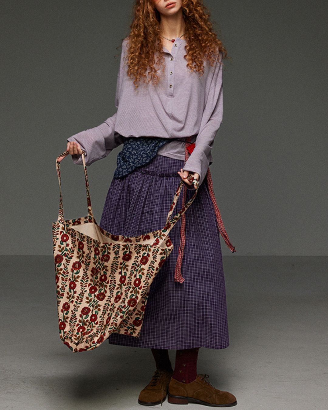 Henley Neck Loose Stripe Knit　KN035