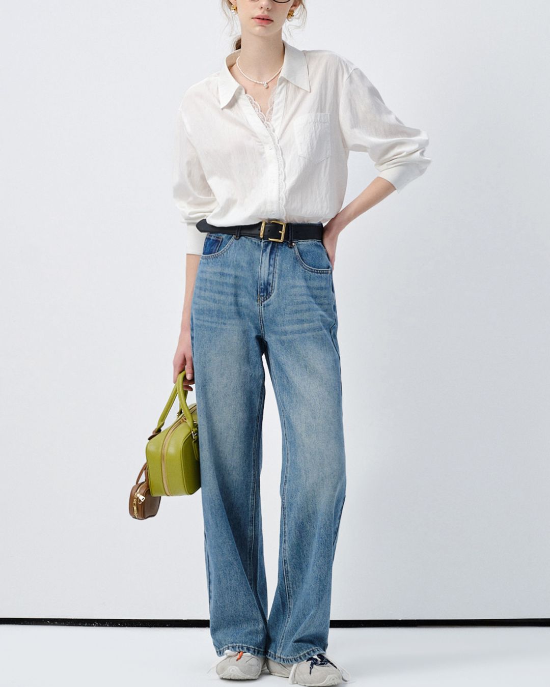 Lace V-neck French Shirt　LS033