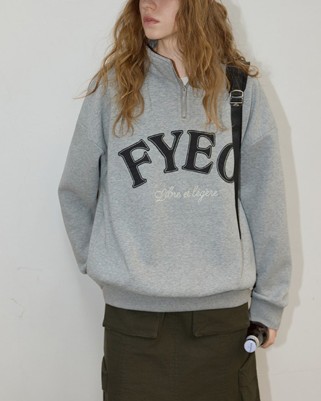 Half-zip Brushed-lined Logo Sweat　SW009