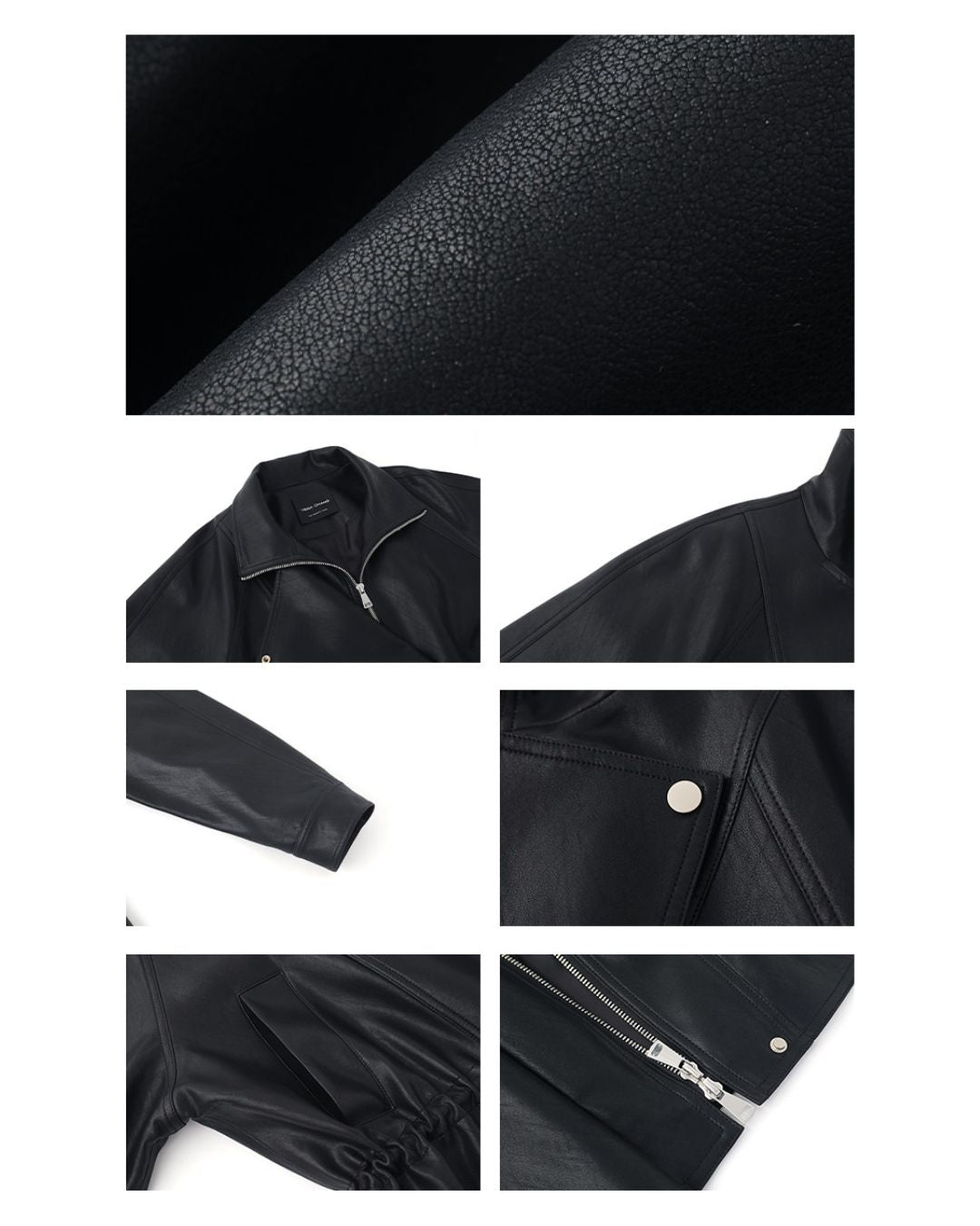 Drawstring Waist Mid-length Leather Jacket　JK086