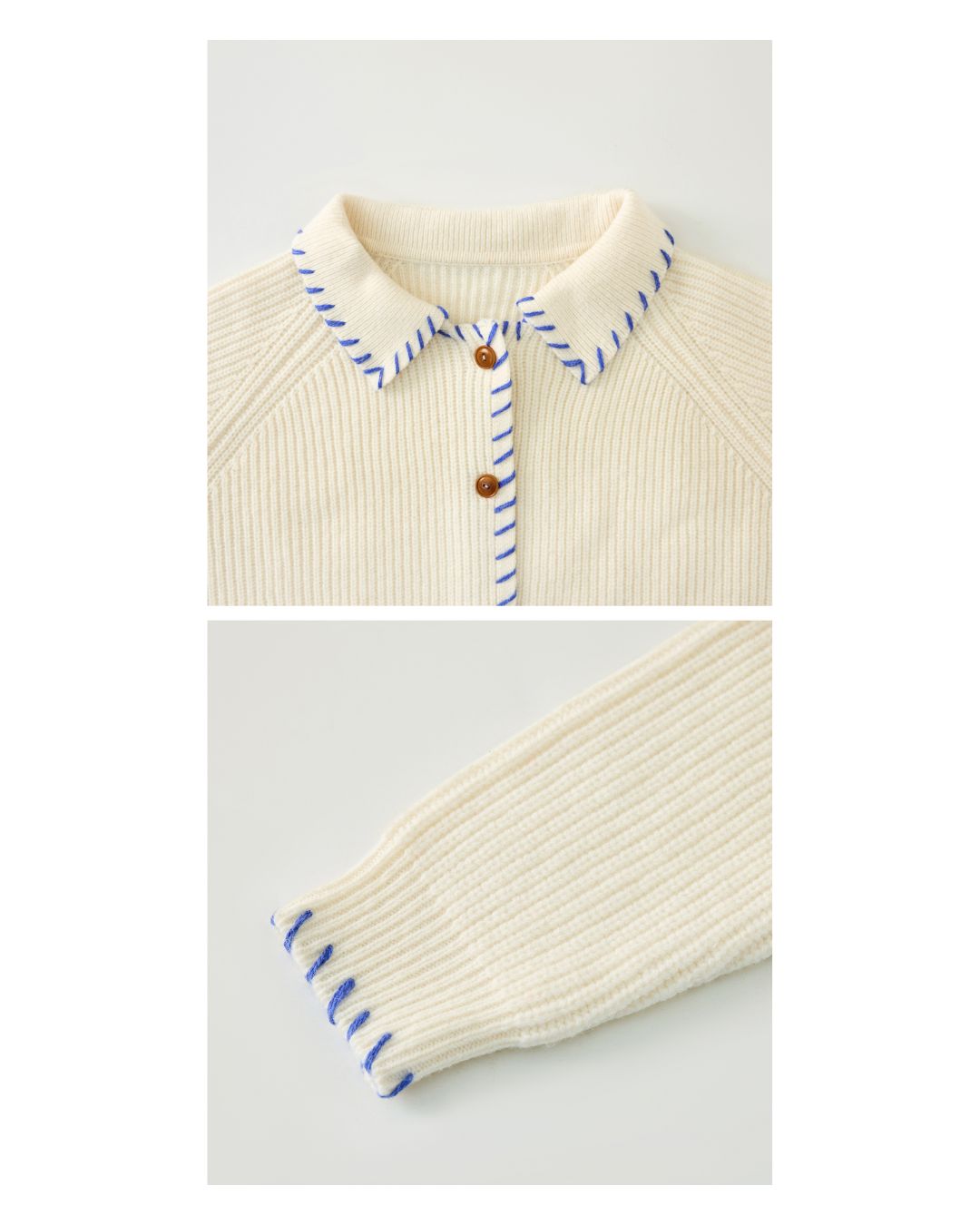 Contrast Stitch Wool Knit Cardigan　KN028