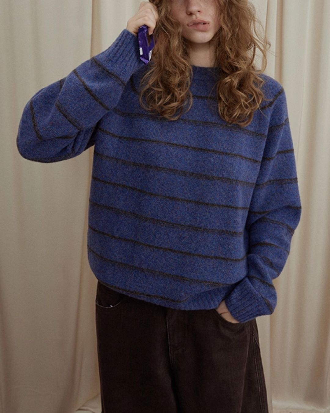 Border Relaxed Sweater　KN042