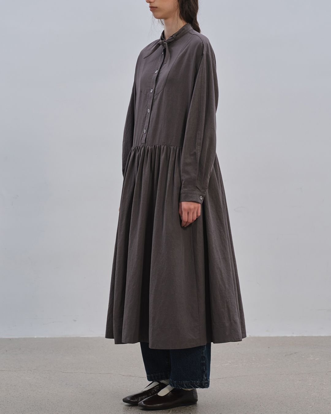Gathered Long Shirt Dress　OP003
