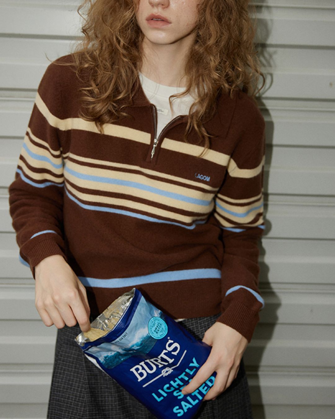 Multi-border Half-zip Polo Collar Knit　KN052